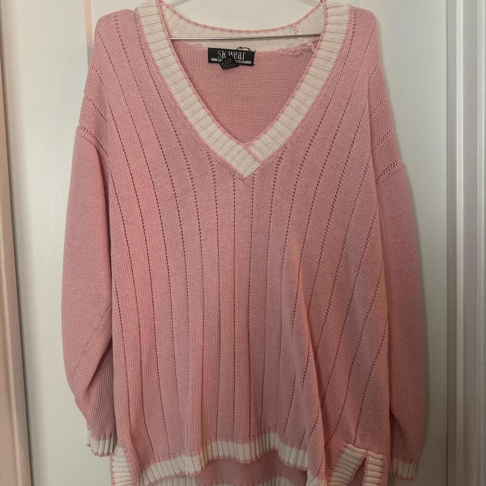Vintage Pink & White Varsity Sweater